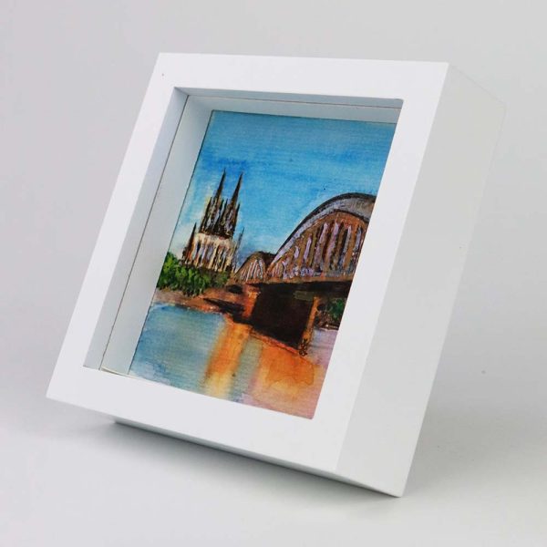 Aquarell gerahmt „Kölner Dom mit Hohenzollernbrücke“, 250903 Ansicht links