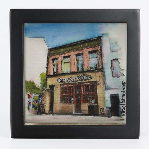 Aquarell gerahmt „Lommi“, 250904 Ansicht Front, schwarzer Rahmen