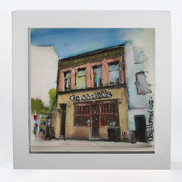 Aquarell gerahmt „Lommi“, 250904 Ansicht Front, weißer Rahmen