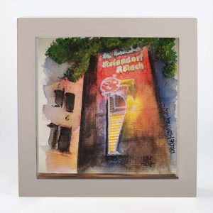 Aquarell gerahmt „Reissdorf“, 250905 Ansicht Front, grauer Rahmen