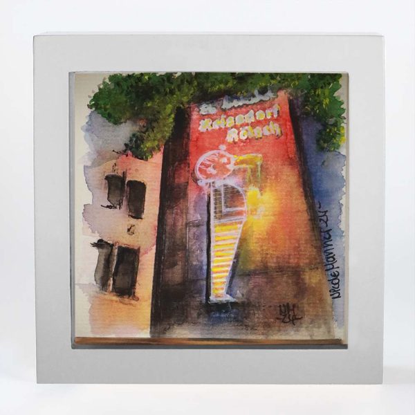 Aquarell gerahmt „Reissdorf“, 250905 Ansicht Front, weißer Rahmen