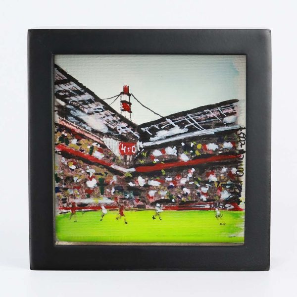 Aquarell gerahmt „Kölner FC Südkurve“, 250906 Ansicht Front, schwarzer Rahmen