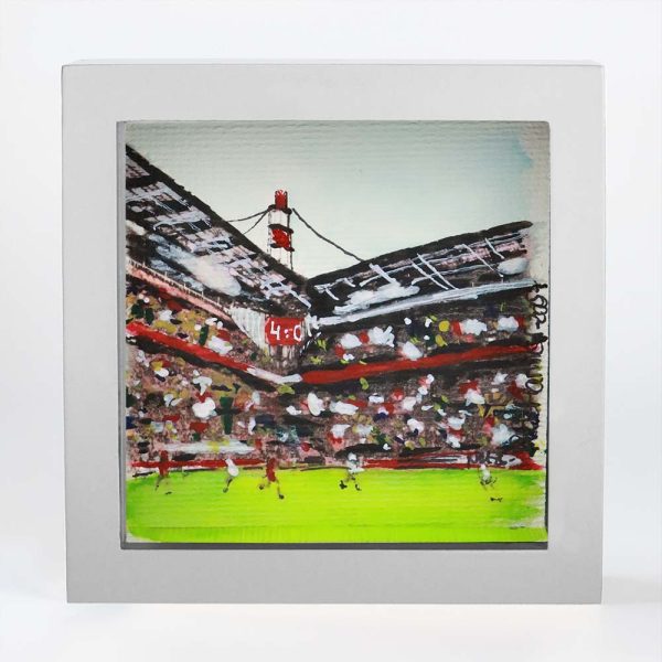 Aquarell gerahmt „Kölner FC Südkurve“, 250906 Ansicht Front, weißer Rahmen