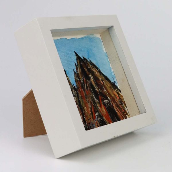 Aquarell gerahmt „Kölner Dom mit Fahrrad“, 250908 Ansicht rechts