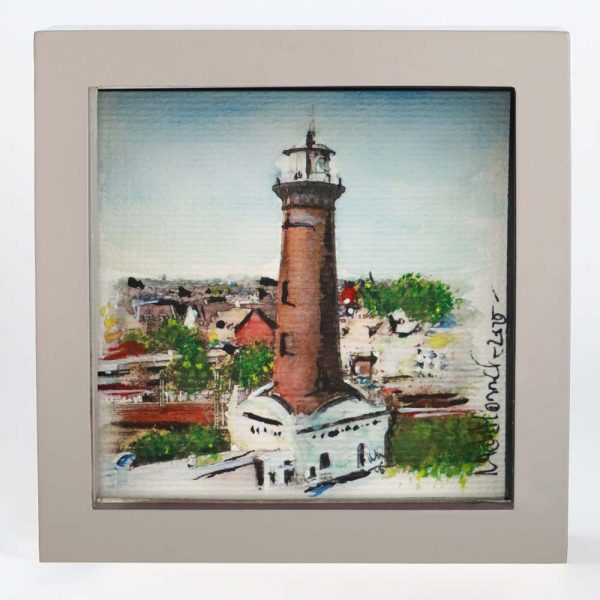 Aquarell gerahmt „Heliosturm“, 250915 Ansicht Front, grauer Rahmen