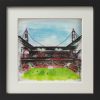 Aquarell gerahmt „1. FC Köln-Südkurve“, 250918 Ansicht Front, schwarzer Rahmen