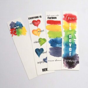 verschiedene Lesezeichen mit Pride-Motiv, bunt, Regenbogen