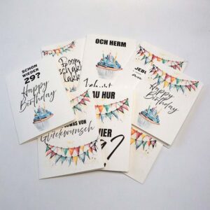 Geburtstagskarten mit verschiedenen Motiven